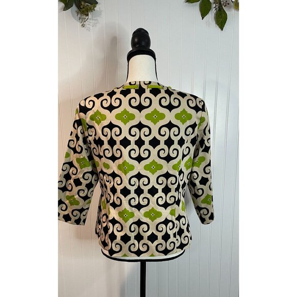 David Brooks Blazer Womens Size M Beige Green Black Geometric Pattern - Picture 4 of 16